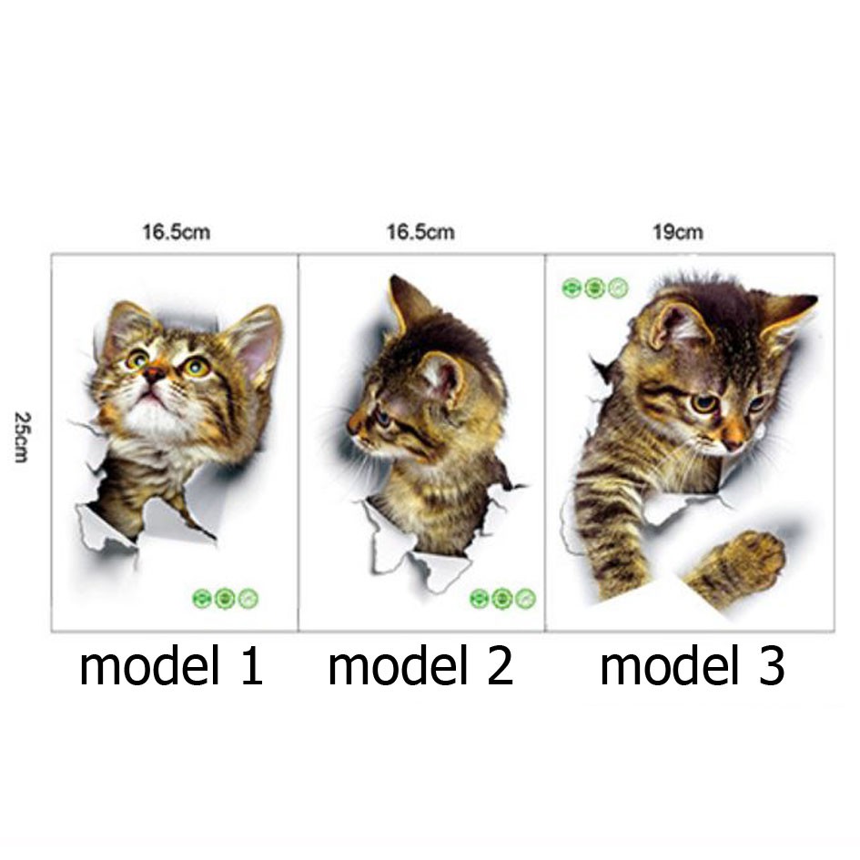 stiker tembok kucing 3d decorative wall stickers (3G2) aar007