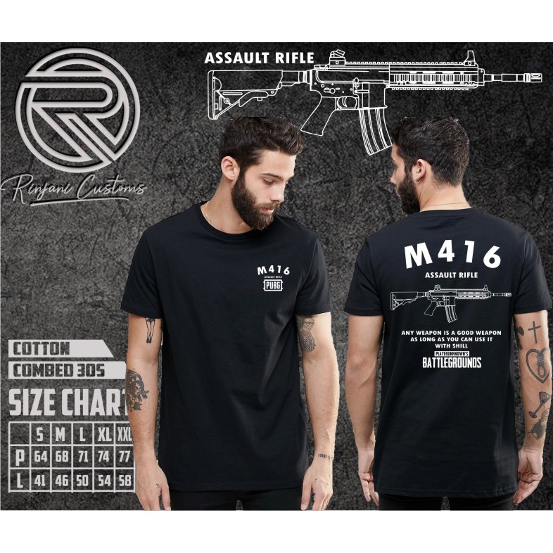  KAOS PUBG M416  ASSAULT KAOS  PUBG  KEREN BISA TAMABAH NAMA 