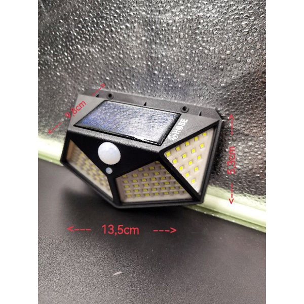 Lampu Dinding Solar Panel 100Leds/10watt + Built-in Battery+ Sensor Cahaya dan Gerakan merek Hose, tanpa arus Listrik otomatis menyala
