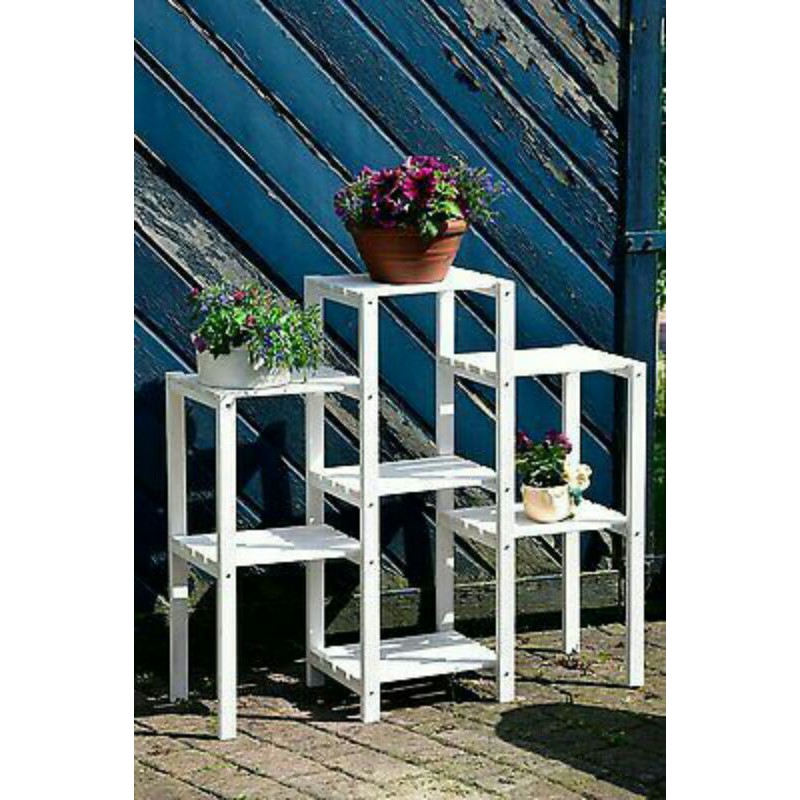 rak bunga minimalis 7 tatakan tower wood plant flower