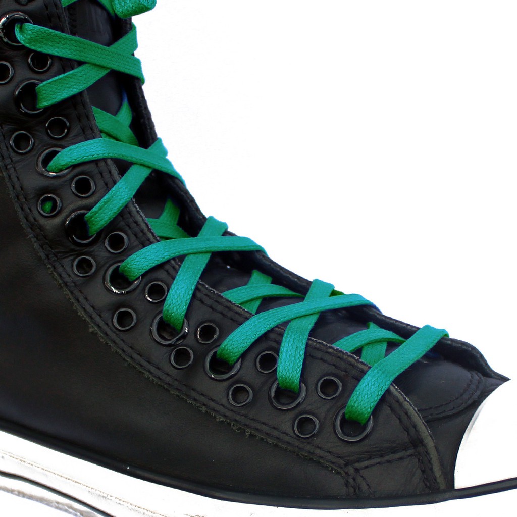 MR Shoelaces FT40 Green - Tali Sepatu Lilin 6-7mm Gepeng Flat Pipih (Waxed Laces) 90cm 100cm 120cm 150cm 200cm - untuk Sneakers - Premium Shoelace