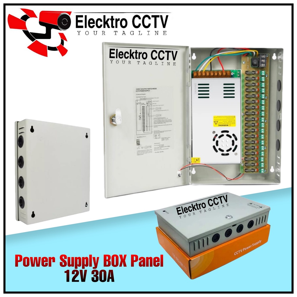 Power Supply Box Panel CCTV 18 Port DC 12V 30A