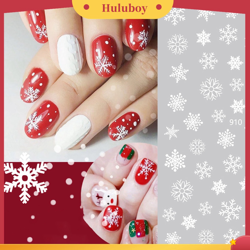 Huluboy Huluboy♡ Stiker Kuku Motif Snowflake Natal Untuk Wanita