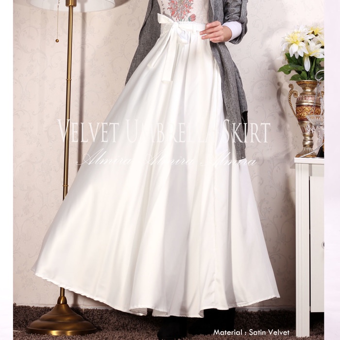 COD - Rok Panjang Payung Wanita Muslim Pesta Velvet Umbrella Skirt - Abeela