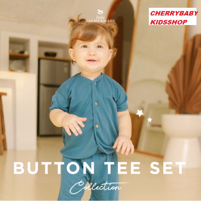 Little Palmerhaus Setelan Pendek Button Tee Set Short NB - 24m CBKS