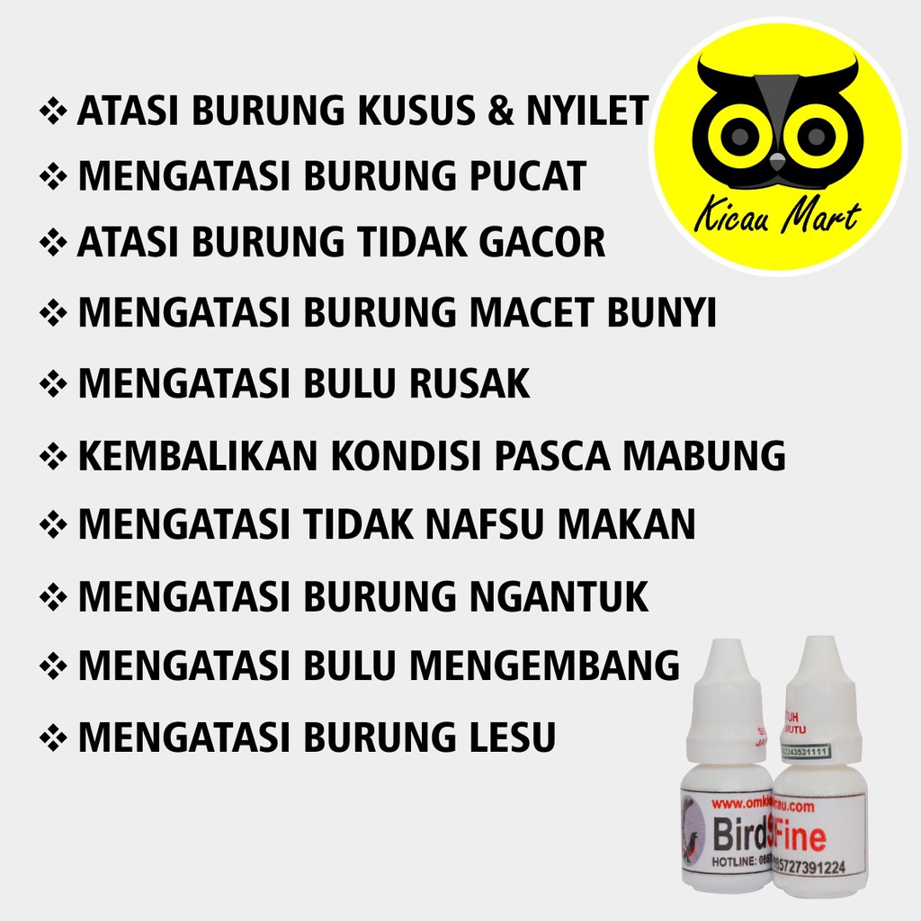 OBAT BURUNG BIRD FINE OM KICAU ATASI KURUS NYILET LESU NGANTUK BULU RUSAK MURAI KACER LOVEBIRD VBIFIOK