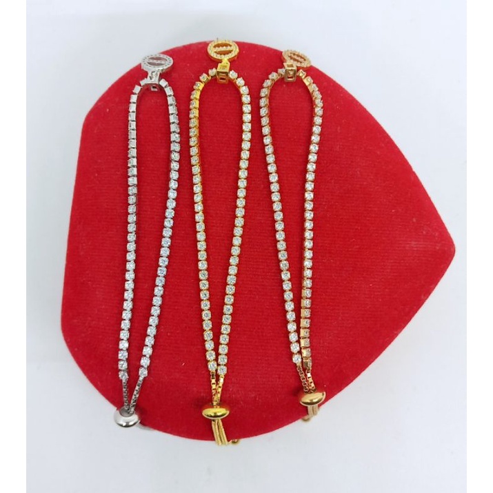 GELANG PERAK 925 ASLI LAPIS EMAS/GELANG SERUT LISTRING+GANTUNGAN BULAT MP/GELANG ASLI SILVER/GELANG FASHION WANITA