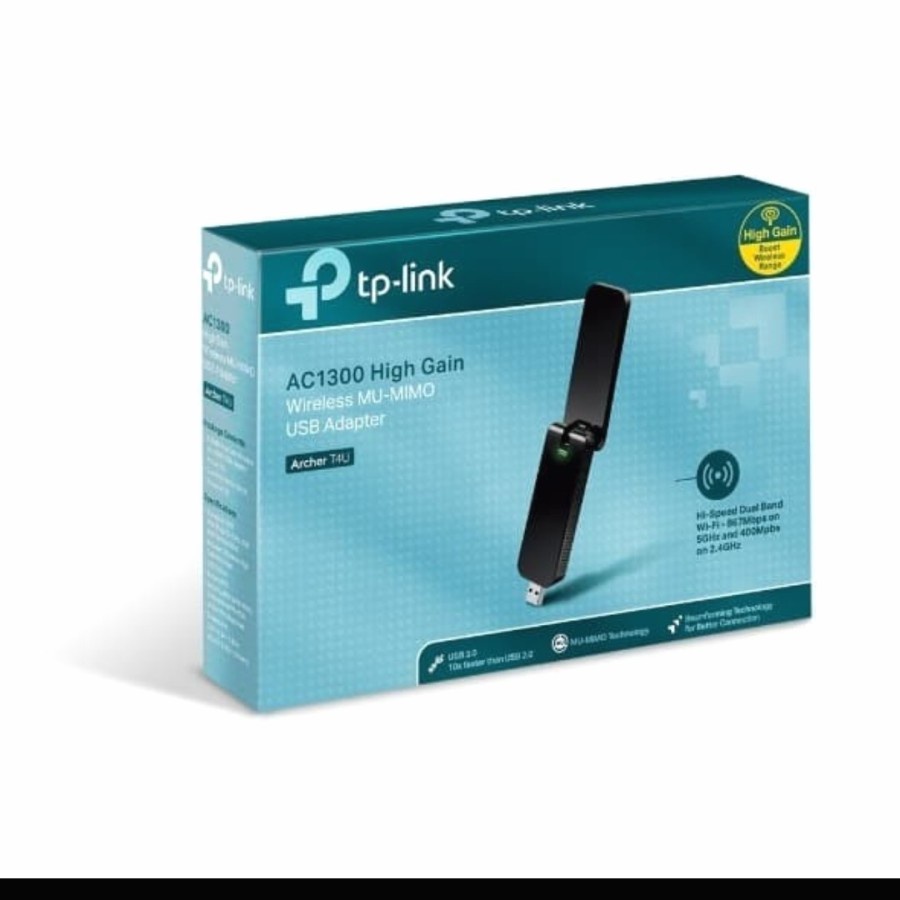 USB WiFi Adapter AC1300 TP-LINK Archer T4U MU-MIMO Dual Band High Gain Penangkap WiFi