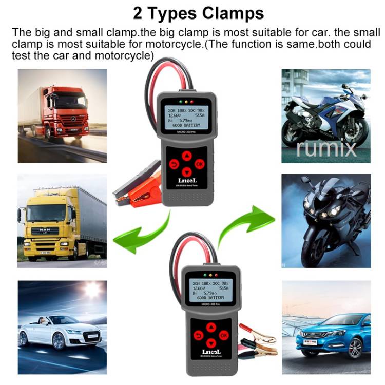 Alat Test Aki Digital Battery Tester Lancol Micro-200 Pro Motor Mobil Truk Cek Baterai Analyzer Capit Clamp