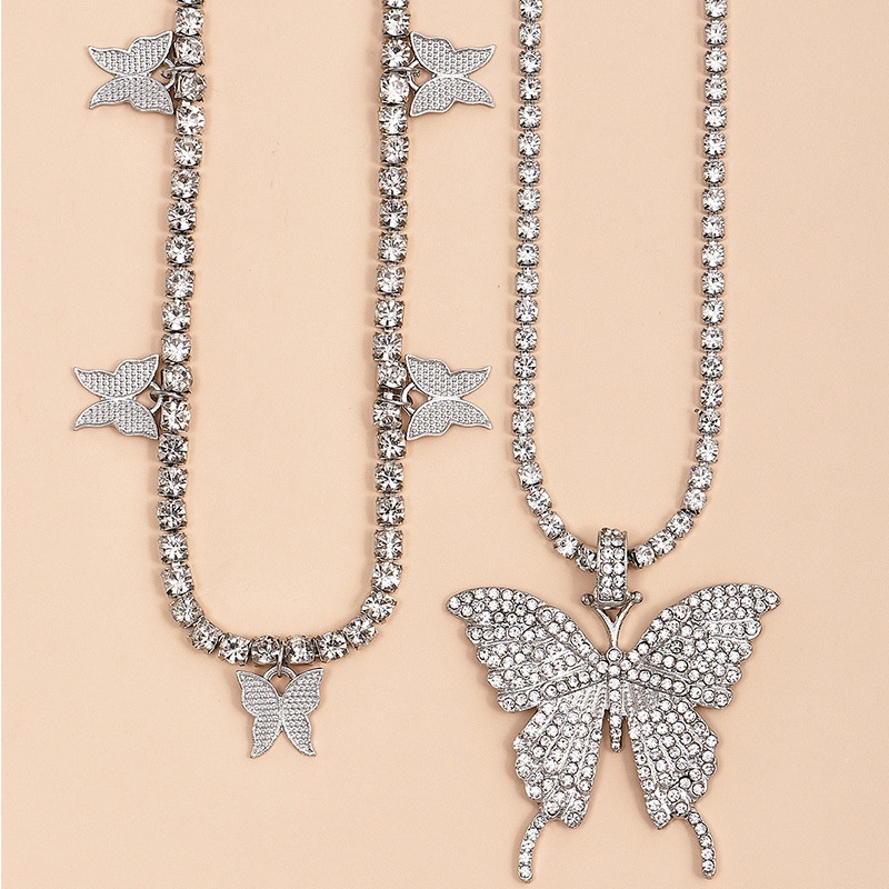 Kalung Choker Kupu-Kupu -  Necklace Double Layers Butterfly Rantai Kupu-Kupu