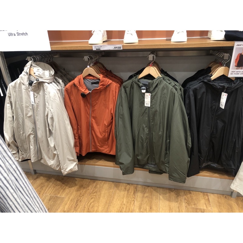 Promo Uniqlo - Men Jaket Parka Linen Jersey Lembut