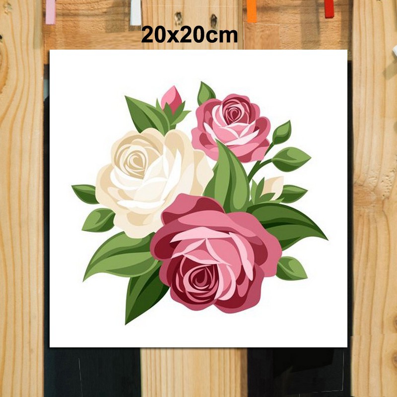 Pajangan Dinding Kayu Lukisan Bunga Mawar