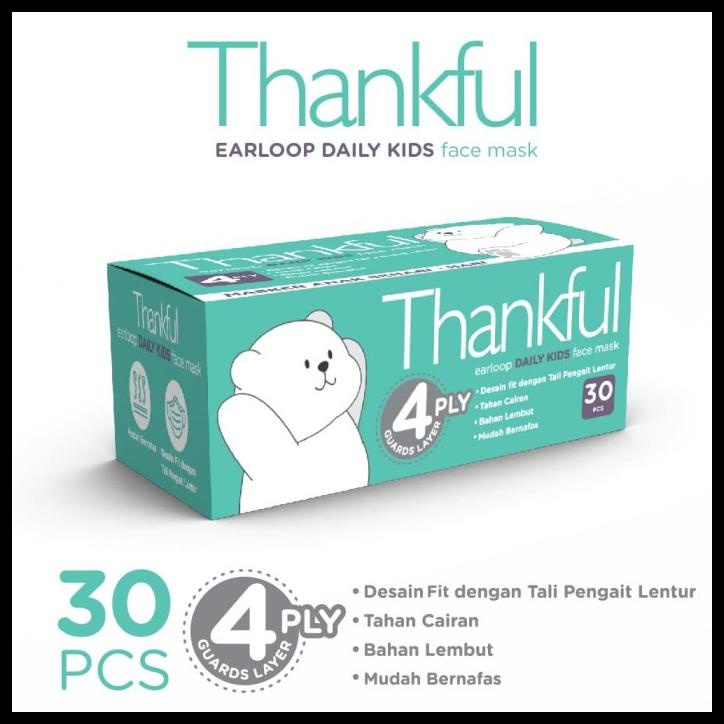 Thankful Face Mask Kid Earloop Daily 30S