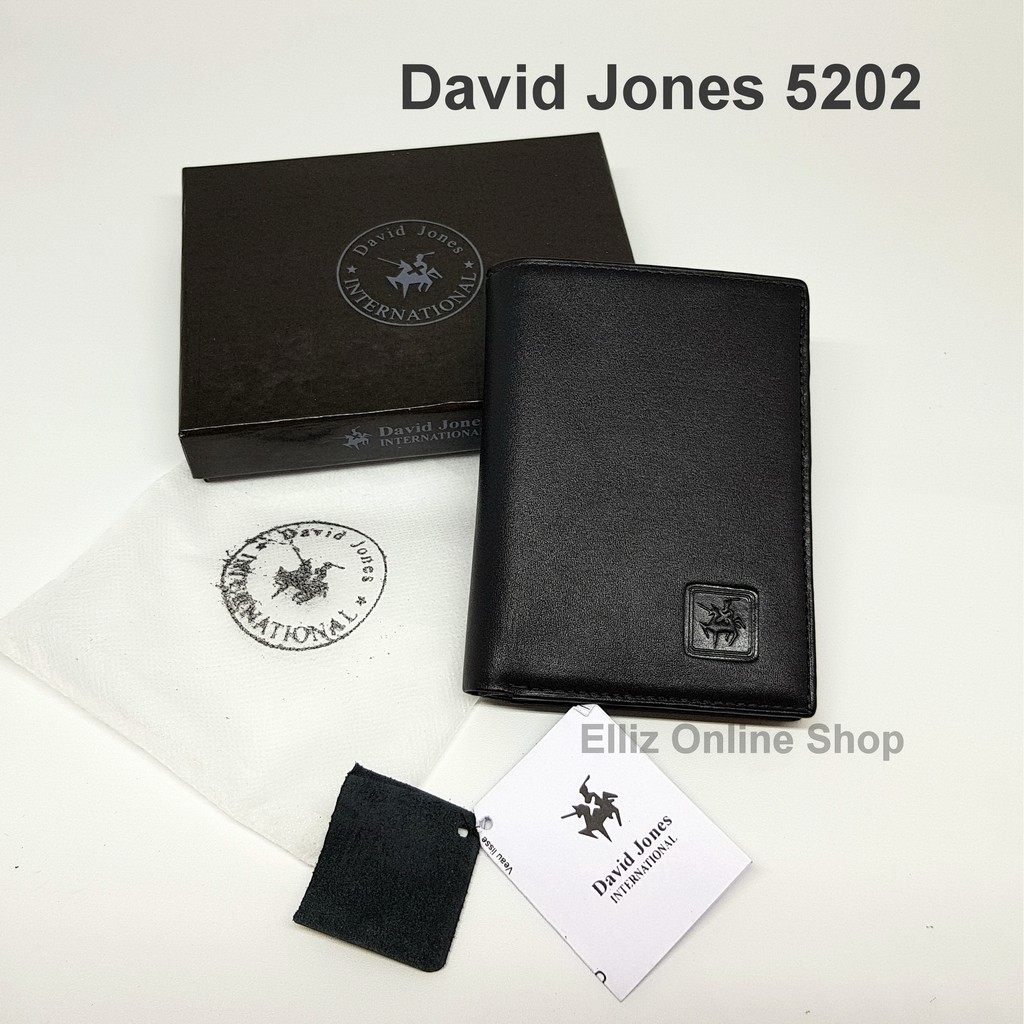 Dompet Pria David Jones 5202 Black - Berdiri - Kulit Import - 16 Card