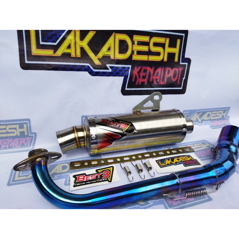 KNALPOT BEST 3 LEHER BLUEMOON (INLET 38/50) BEAT MIO VARIO AEROX SCOOPY NMAX PCX ADV LEXI GENIO DLL