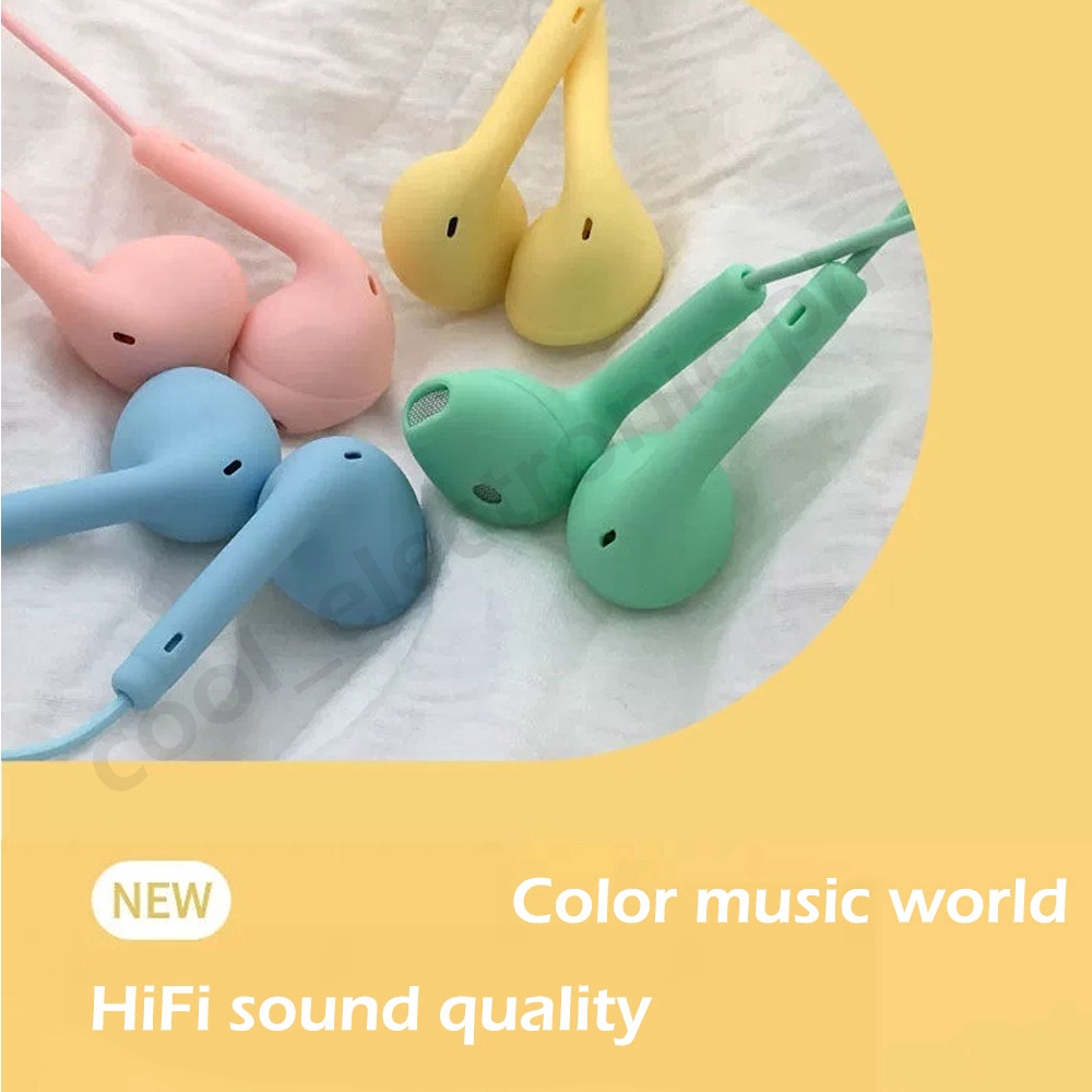 Headset U19 Macaron Bass HiFi Stereo 3.5mm Wired Earphone with Mic 120cm Earphones Murah