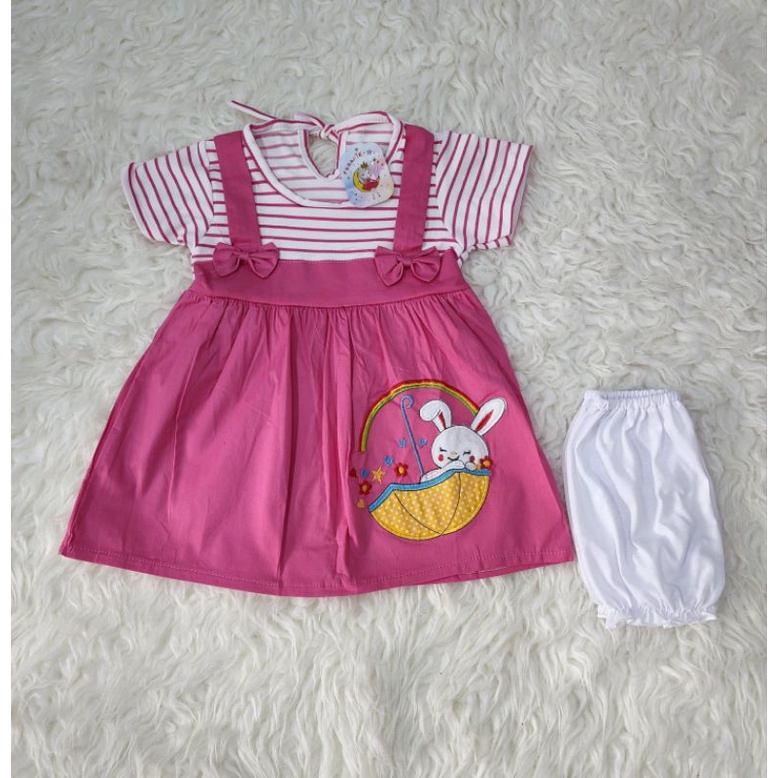 baju bayi perempuan dress rabbit pita jghs12