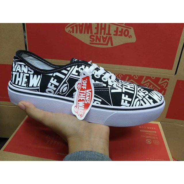 Sepatu Vans Authentic Motif Vans off The Wall Black White Hitam Putih Casual Sekolah Kuliah Kerja