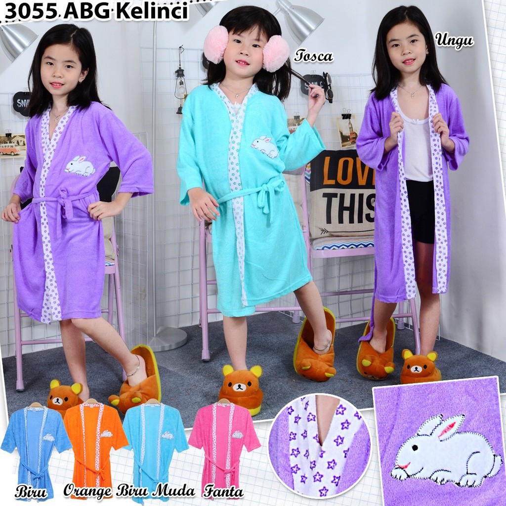 HANDUK KIMONO/KIMONO HANDUK WARNA ANAK BERMOTIF LUCU/ KIMONO ANAK