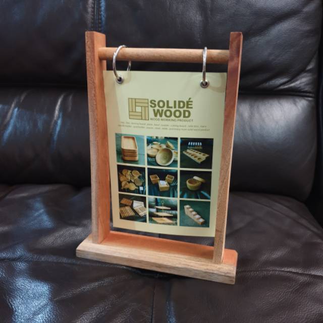 Jual Eco tent card kayu RUSTIC tempat menu holder / hanger nomer meja
