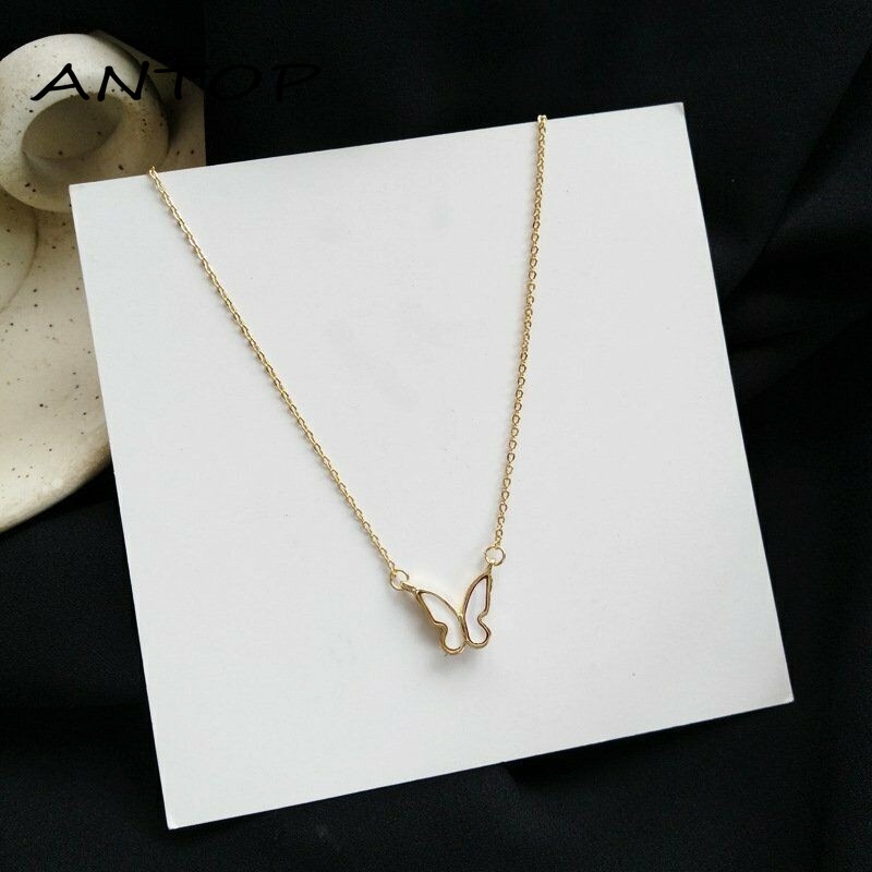 Korea Kalung Kupu-kupu Manis Warna Kalung Fashion Liar Necklace ANTOP