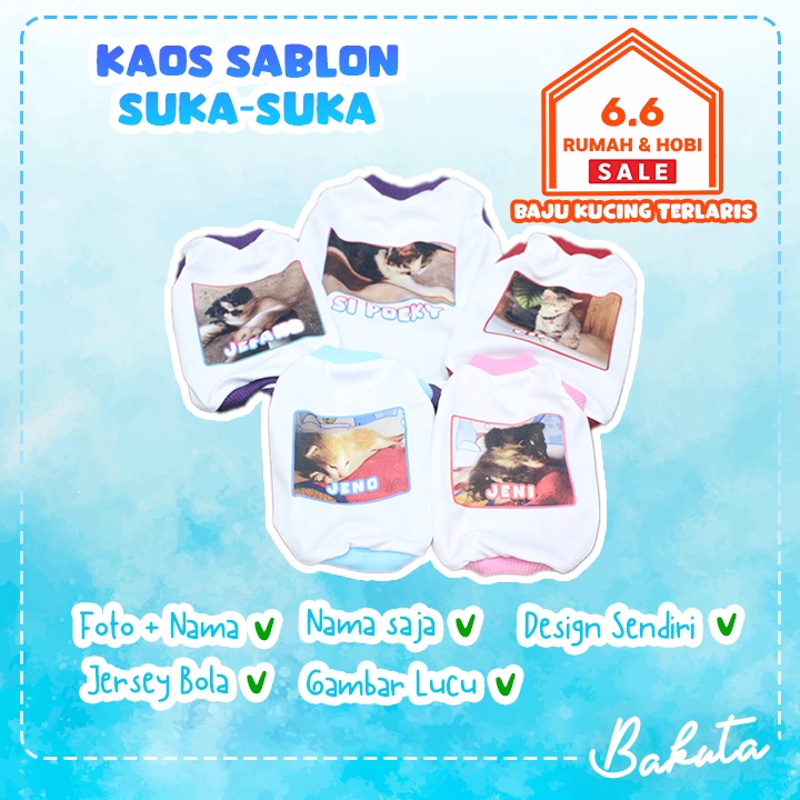 Kaos sablon kucing dengan Design Suka-Suka / Pilih Sesuai kebutuhan size S-XL
