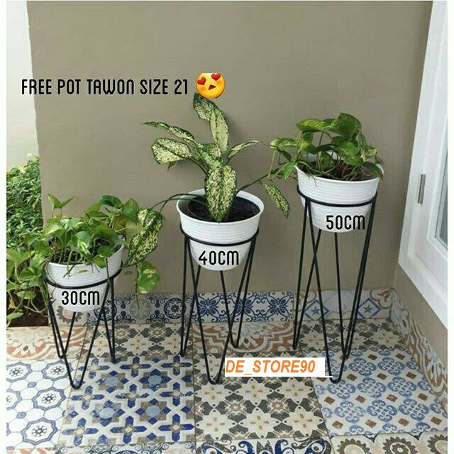  Standing  Pot  V Penyangga Pot  Besi  Free Pot  21 25cm 