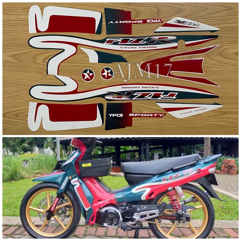 STIKER STRIPING MOTOR F1ZR SPECIAL EDITION CALTEX MERAH HIJAU