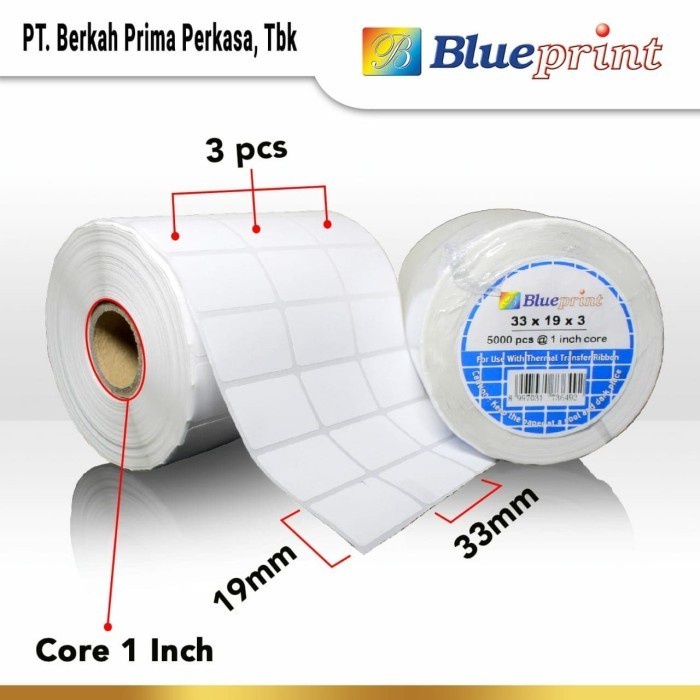 

Blueprint Stiker Barcode Semicoated 33 x 19 x 3 -Label 33x19 mm 3 Line