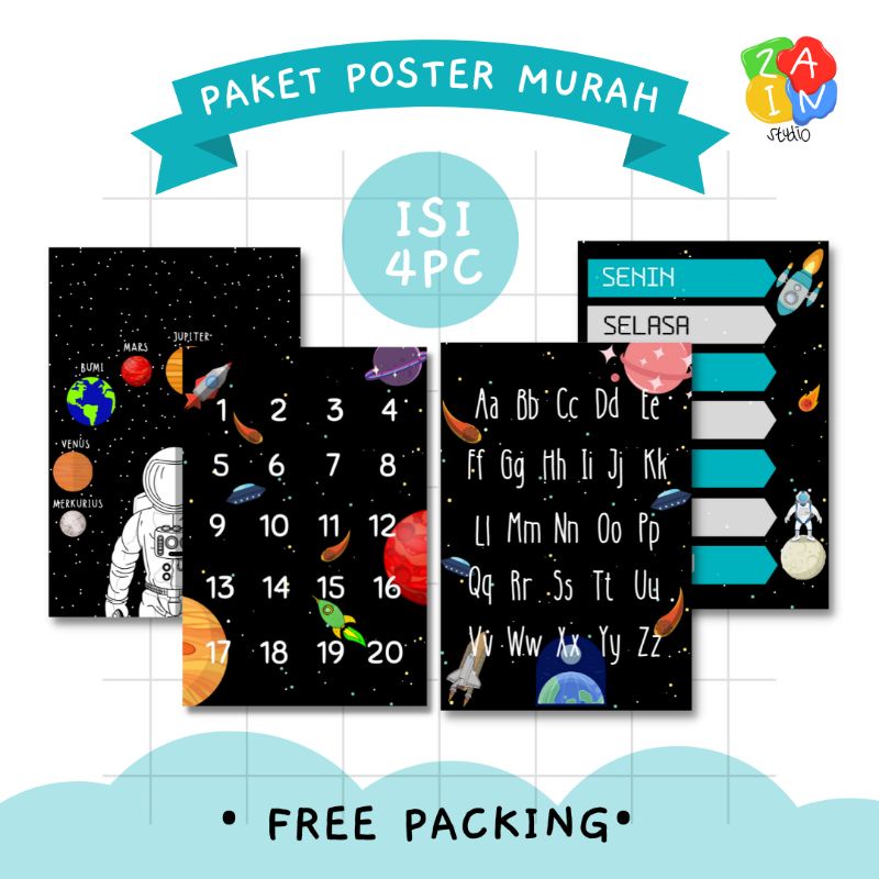 POSTER ANAK - POSTER BELAJAR EDUKASI BALITA TK PAUD SERI PAKET B