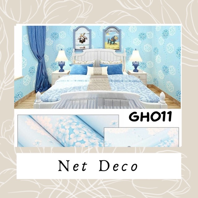Wallstiker Bunga Biru Stiker Dinding Biru Wallpaper Murah Biru Wallpaper Cerah Ukuran 45cm X 9m Shopee Indonesia