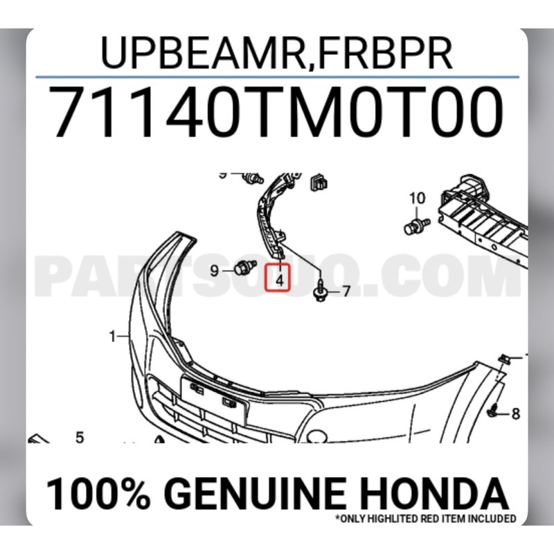 UP Beam Bumper Breket Bracket Bemper Dudukan Bawah Lampu Lamp Honda City GM2 IVTEC 2009-2013 Depan Kanan 71140 atau Kiri 71190 TM0 Original