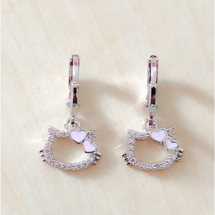 Anting Anak Mouse Head Pink Silver Xuping