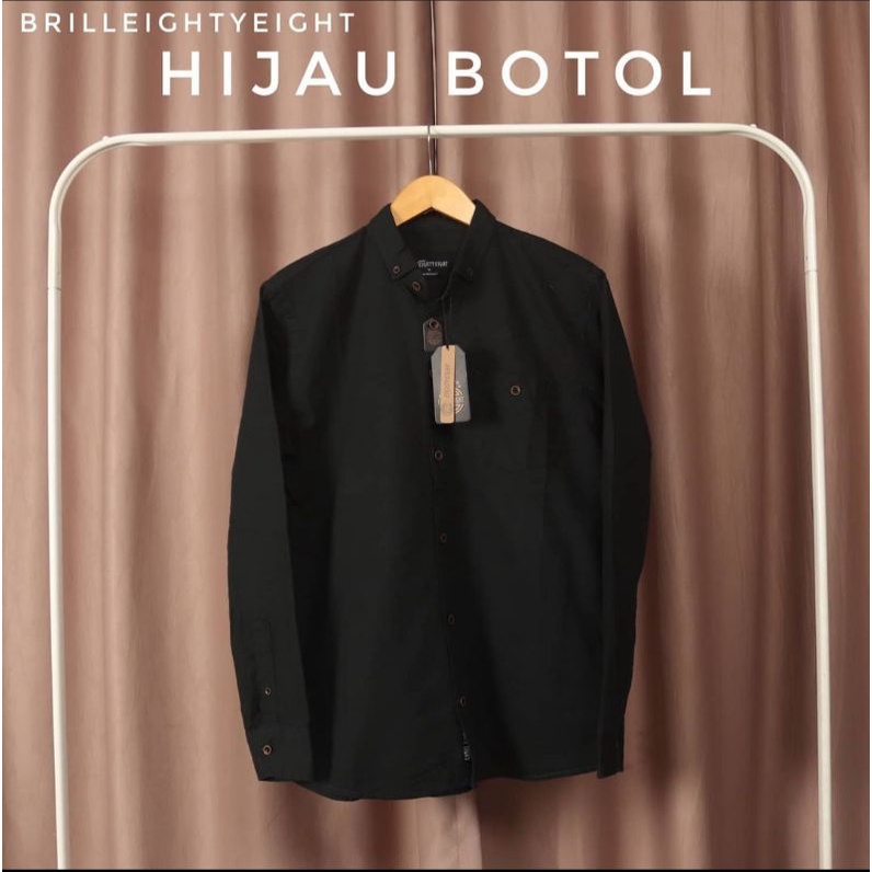 Itezakuroi kemeja Flanel POLOS HIJAU BOTOL linen panjang super premium unisex VCS021
