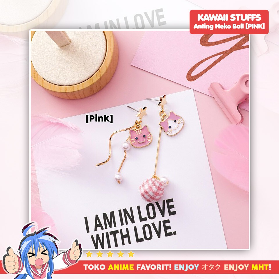 Anting Fashion Neko Cat Kucing Ball Bola Lucu Kawaii Terlaris