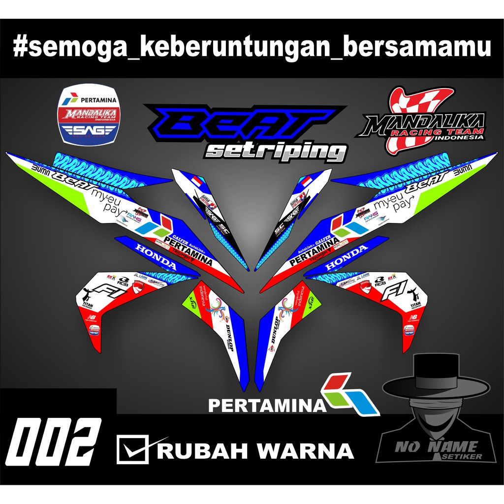 Striping stiker beat street/esp mandalika racing team (a1) Motor Beat 2016 2017 2018 2019 Fi 001