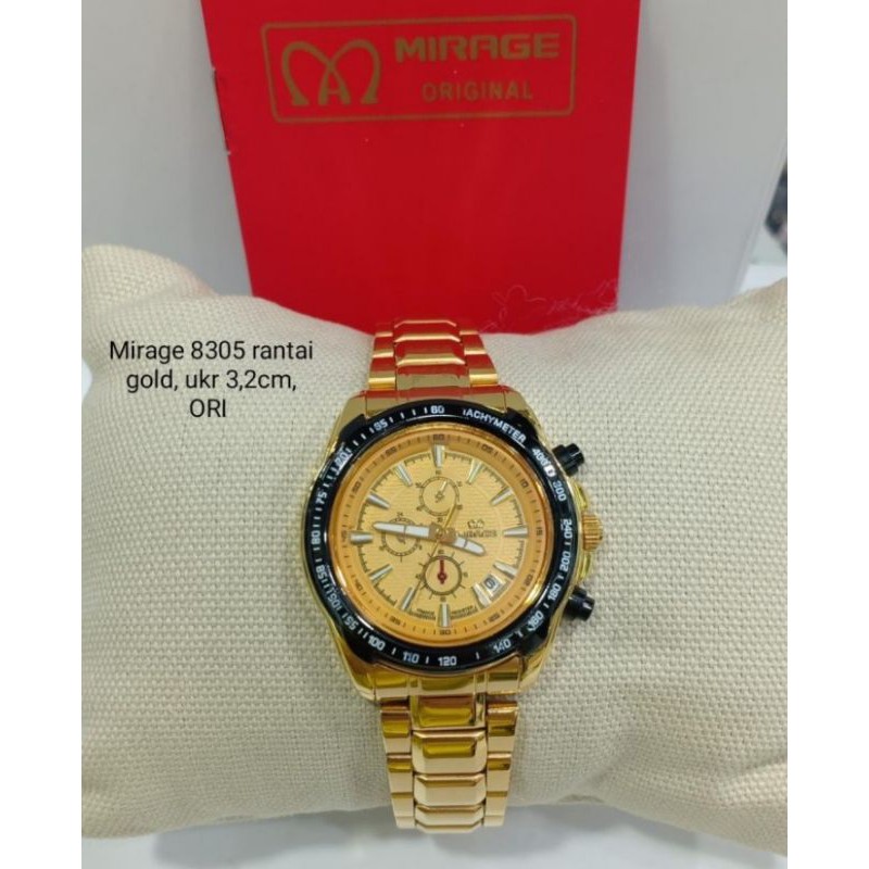 jam tangan pria;MIRAGE M8305RPH-Lgold~ORIGINAL WATER RESISTANT~TGL~STAINLEES