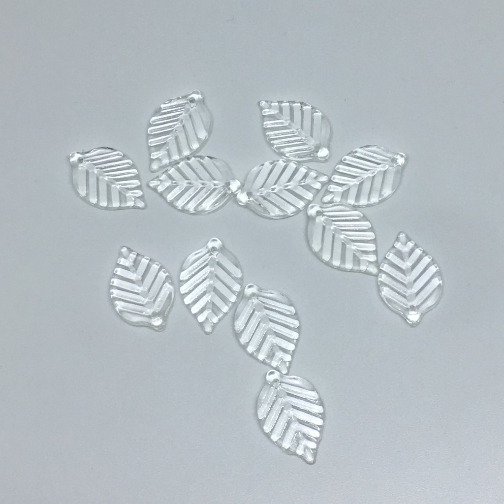 Bahan Aksesoris Anting Kalung Gelang- Charm DIY - daun transparan 02
