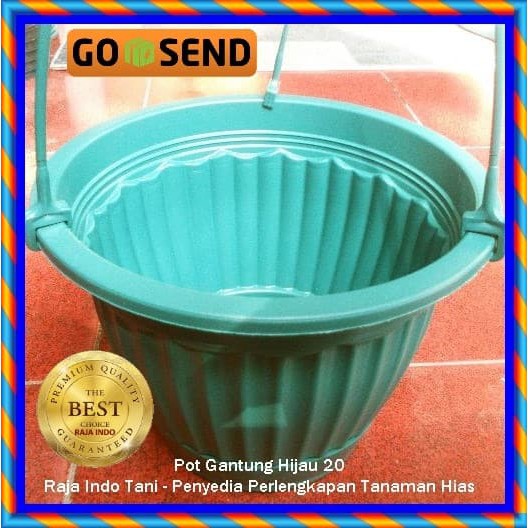 Jual Pot Gantung 20cm Hijau Bunga Plastik Pot Gantungan 20 cm Hanging Vas Murah