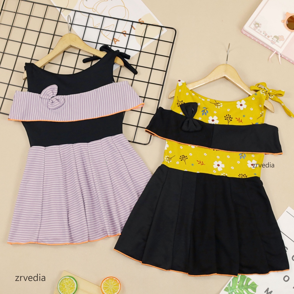 Dress Rachel uk 3-4 Tahun /  Baju Anak Perempuan Dres Sabrina Casual Gaun Pesta Daster Export