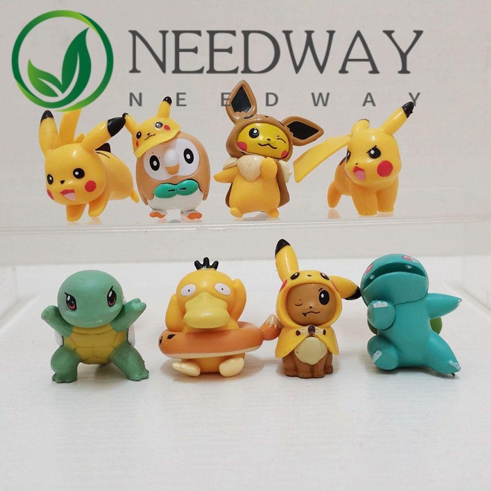 Needway  8Pcs/Set Pikachu Action Figures PVC Doll ornaments Pokemon Action Figures Pikachu Miniatures Model Toys Gifts Pokemon Doll Toys Figurine Model