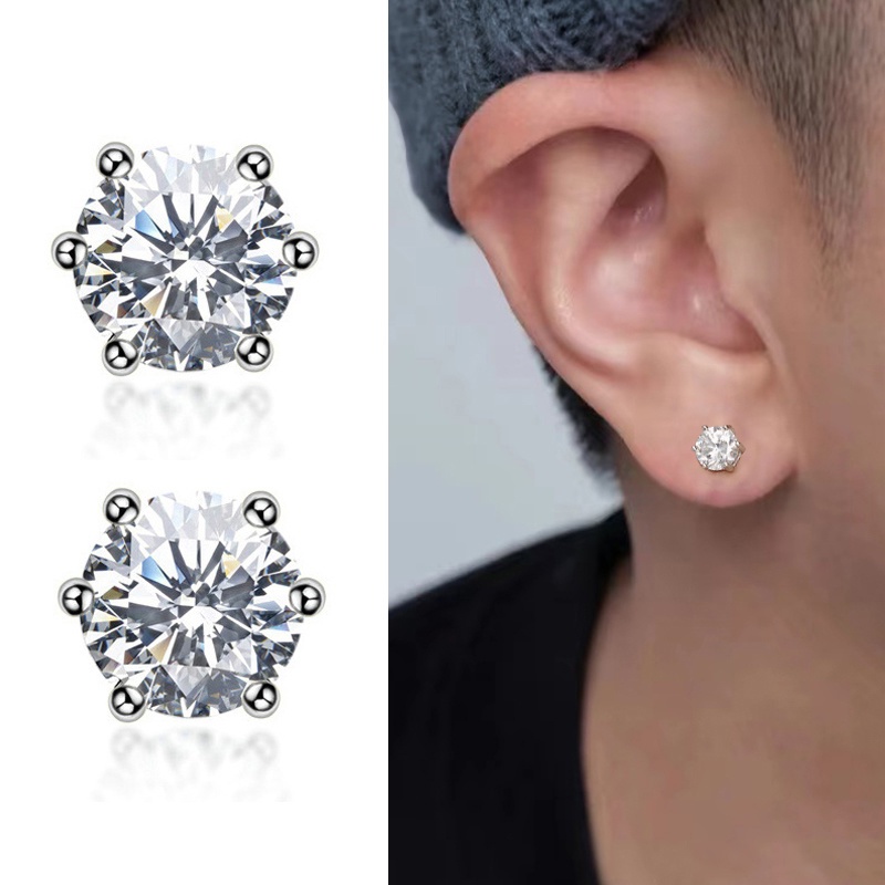 Roselife 1 Pasang Anting Tusuk Sterling Silver 925 Model Mahkota Hias Kristal Kubik Zircon Untuk Wanita