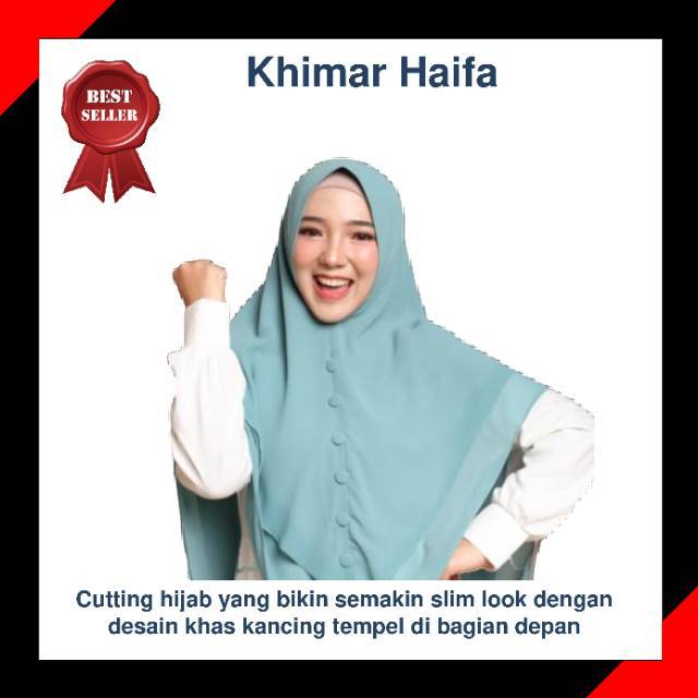 Khalifa Promo Hijab Instan Syari Jumbo Khimar Instan Dua Layer Ped Anthem Original Warna Mint