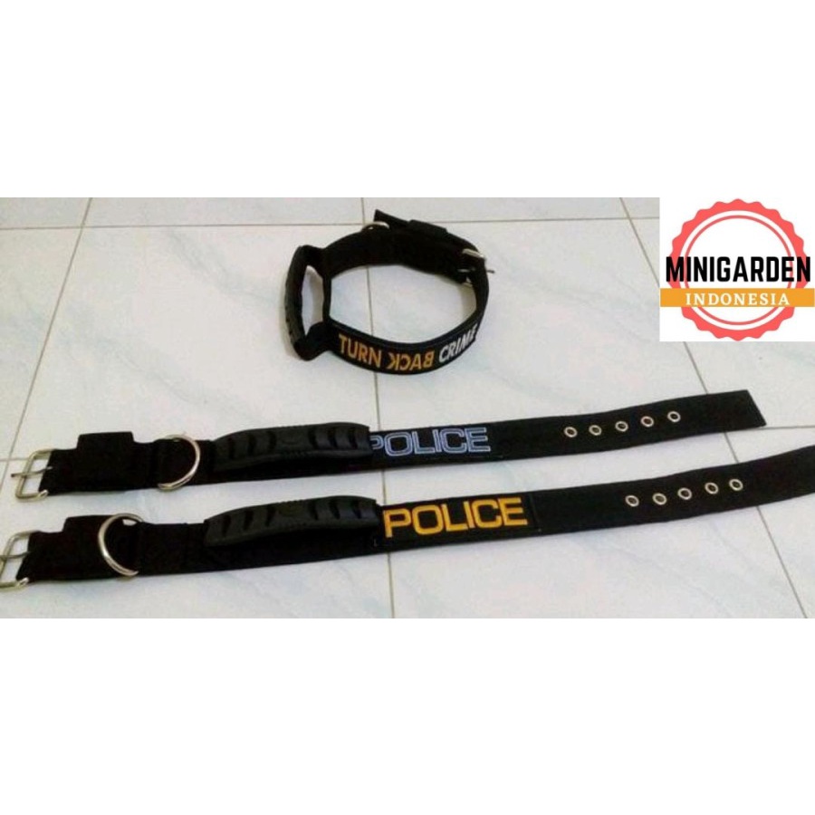 KALUNG ANJING BESAR K9 dog collar nylon adjustable + handle tactical