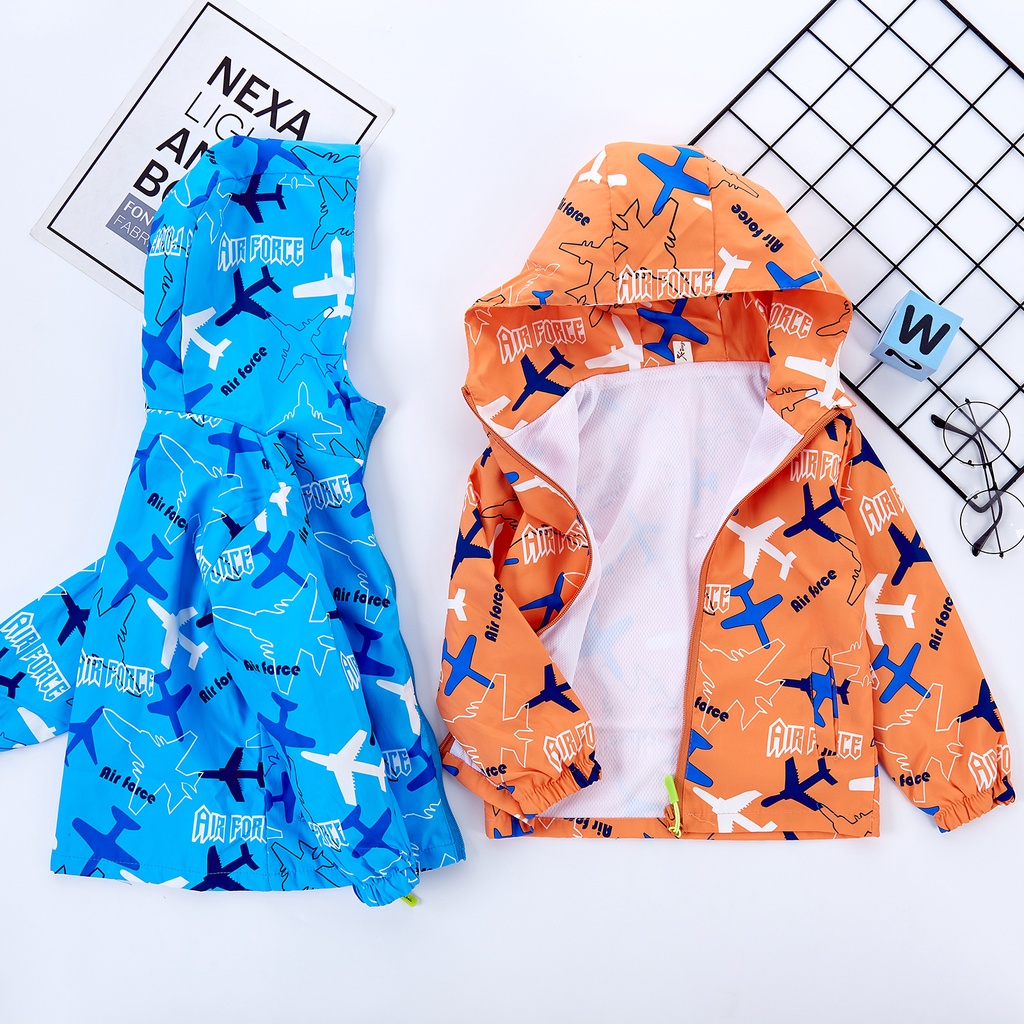 Baju Jaket Hoodie Anak Laki Laki Motif Pesawat Outerwear Parasut Style Fashion Import Umur 1-5 Tahun