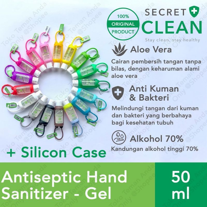 Secret Clean Hand Sanitizer gel 50ml + silicon