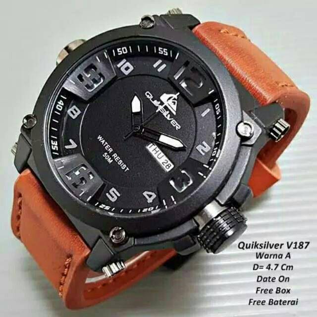 Jam Tangan Pria Sporty Quicksilver Day Date Aktif Strap Kulit