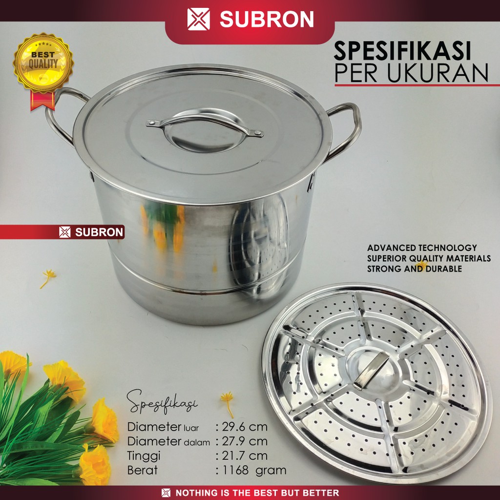 SUBRON SET Panci Kukus Steamer Tinggi Pot Set 4in1 4 pcs Stainless Steel Tebal Stok Pot Big Size