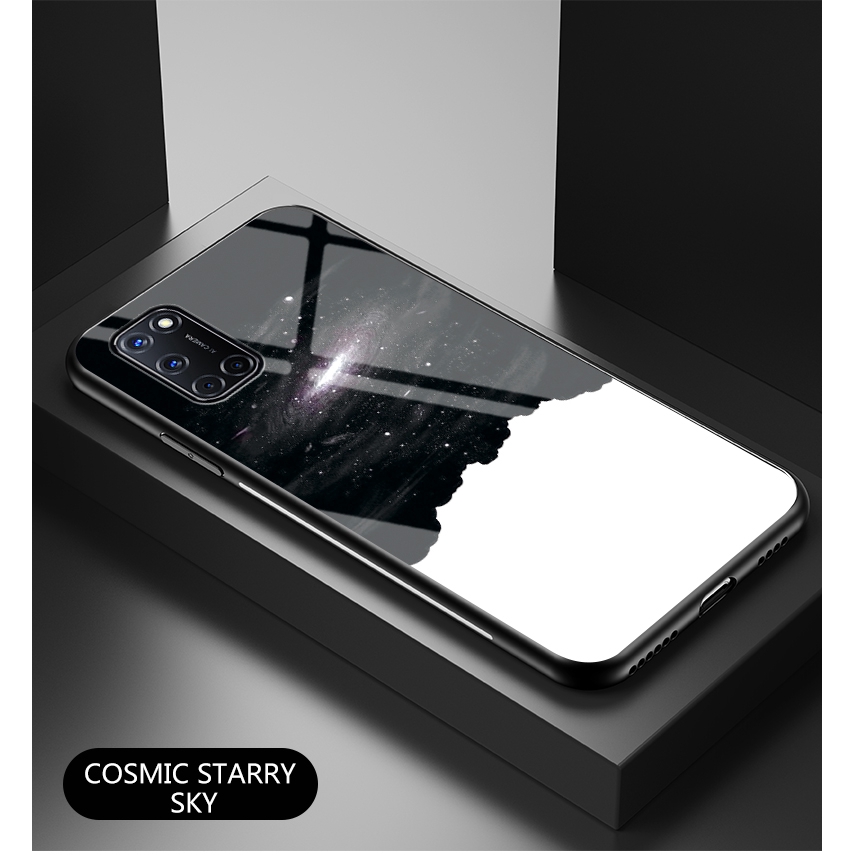 Casing Bahan Silikon Dan Tempered Glass Motif Starry Sky Untuk Oppo A52 A92 A12 A53 Find X2 Pro