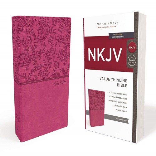 NKJV, Value Thinline Bible, Standard Print, Leathersoft, Pink - 9780718074449